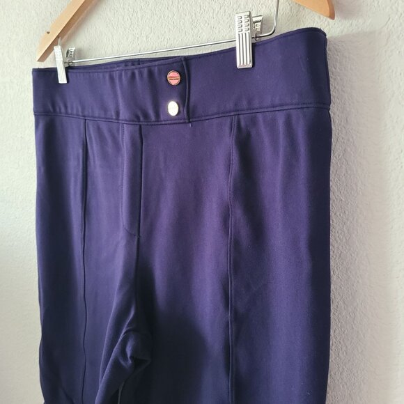 Spanx Womens 1X Navy Blue Stretch Cropped Trousers Faux Button Detail - Picture 2 of 12